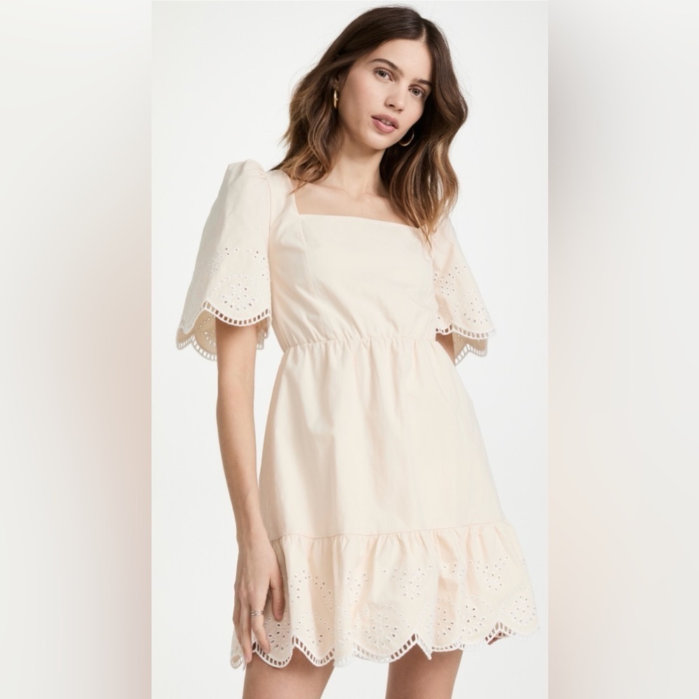 English Factory embroidered ruffle mini dress. Size S. Great condition.
